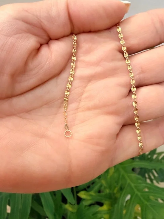 New 14K yellow gold Choker chain delicate good for Layering Necklace - Picture 3 of 6